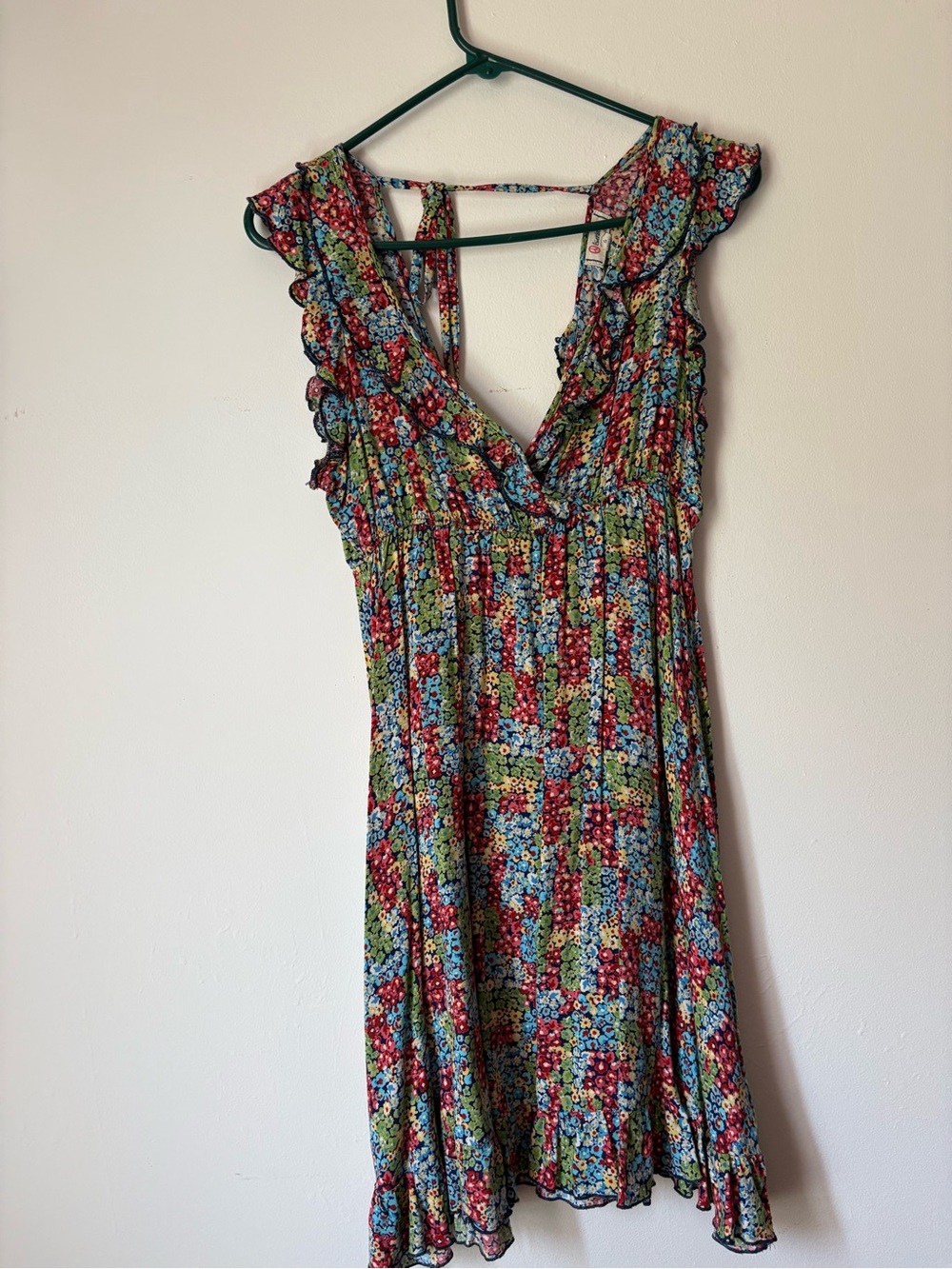 LuLaRoe Floral High-Low Dress - Red, Blue, Green